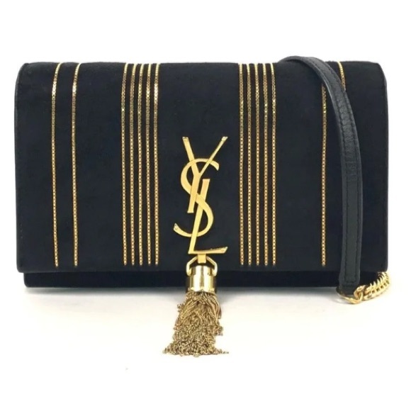 Authentic Special Edition Yves Saint Laurent Suede Shoulder Bag W/ Gold Hardware - Picture 2 of 7